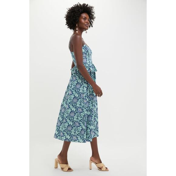 HYACINTH HOUSE Blue Leafy Floral Maeve Midi Dress Size S NWT - Picture 5 of 7